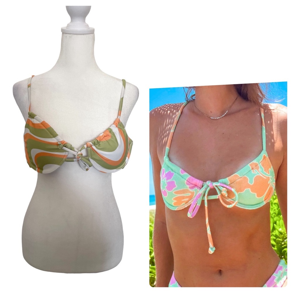 Aurelle Kiva Classic Top in Green Orange White Swirl